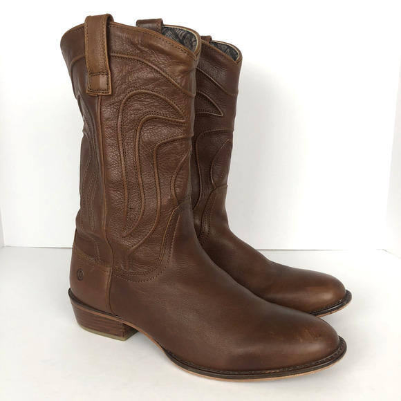 VTG DINGO Montana Cowboy Boots Men’s Sz 10 D Brown‎ Leather Western Pointed Toe - Picture 2 of 12